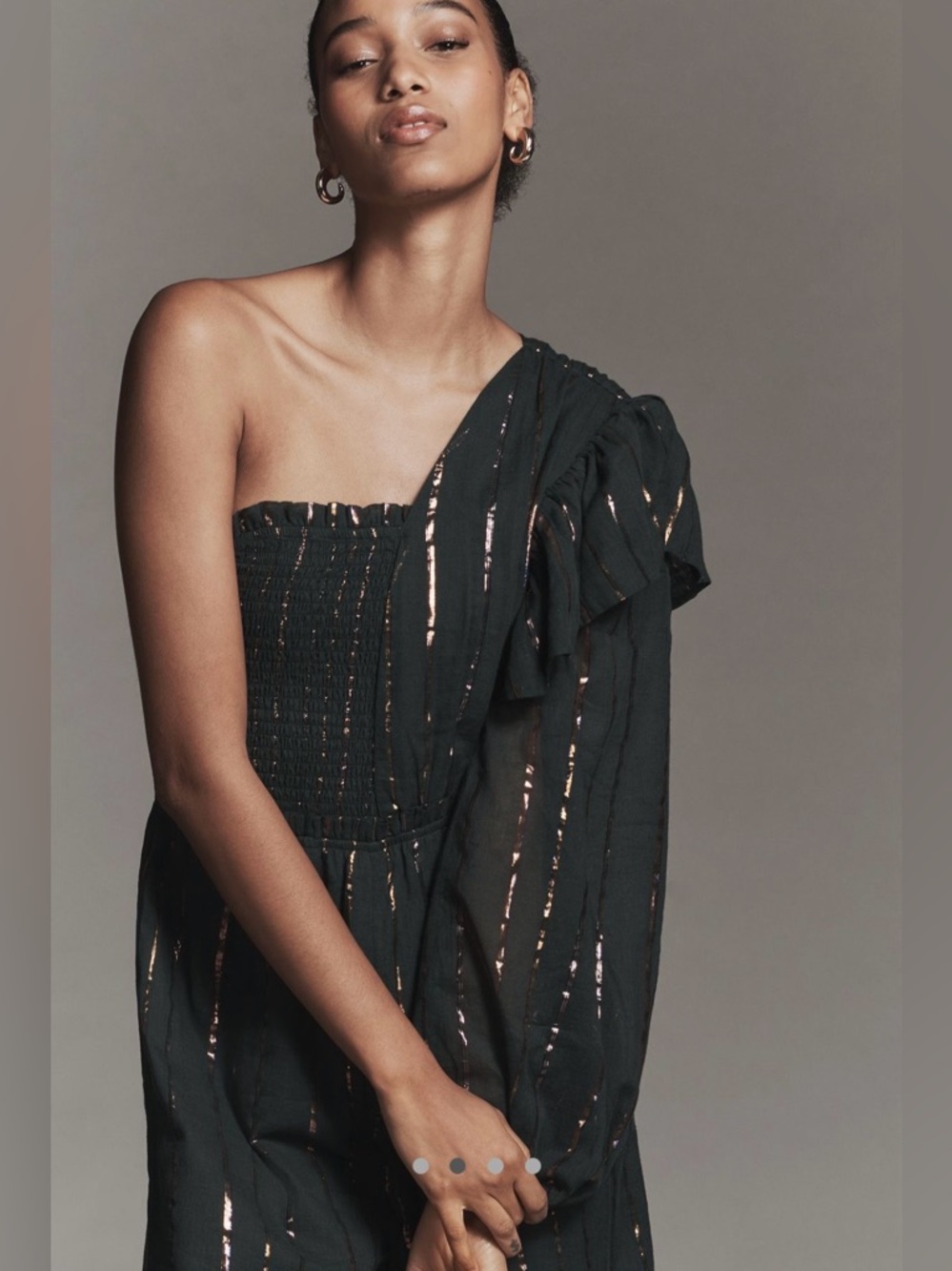 ❤️‍🔥Firm Price❤️‍🔥FARM Rio X Anthropologie One-Shoulder stripe Jumpsuit - Picture 4 of 10